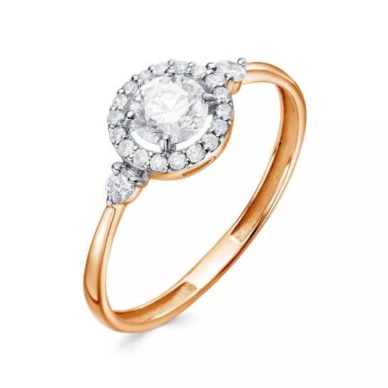 Золотое кольцо 585, женское, с фианитом, размер 19.5