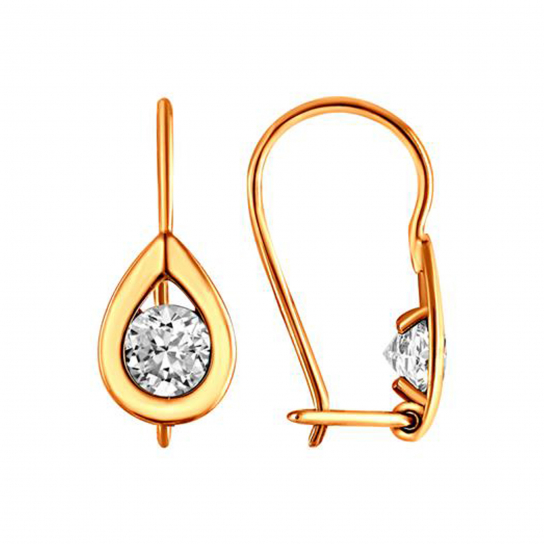 Серьги детские с фианитом из золота