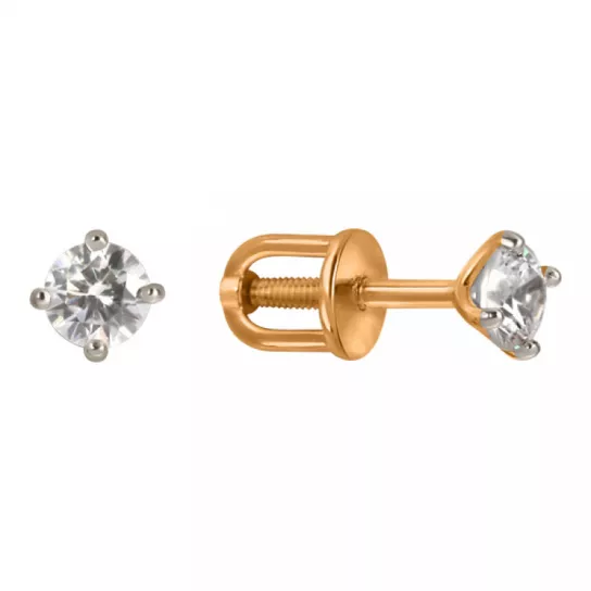 Пусеты с фианитом из золота