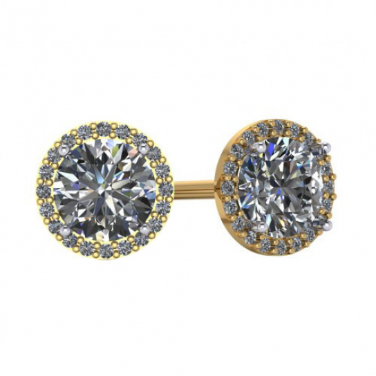 Пусеты с фианитом из золота