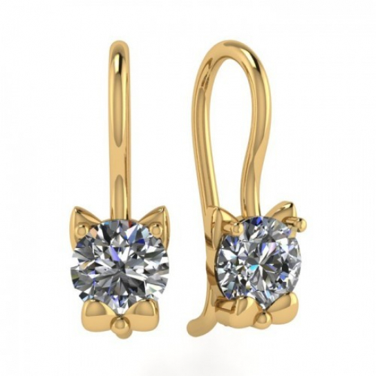 Серьги детские с фианитом из золота