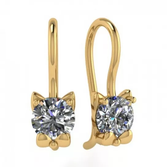 Серьги детские с фианитом из золота