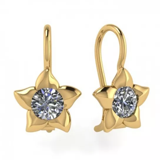 Серьги детские с фианитом из золота