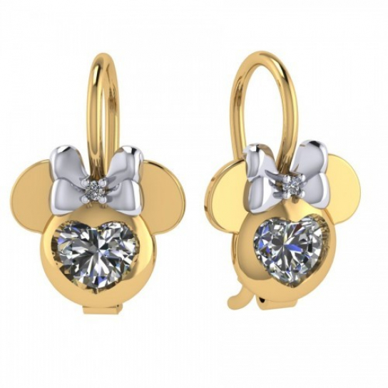 Серьги детские с фианитом из золота