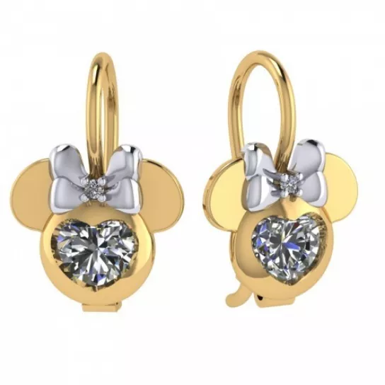 Серьги детские с фианитом из золота