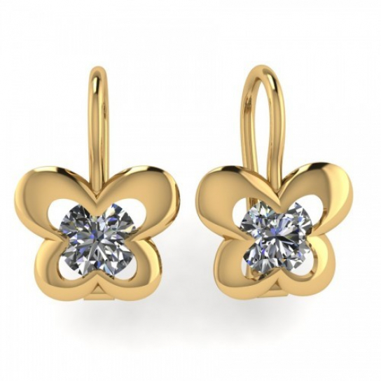 Серьги детские с фианитом из золота