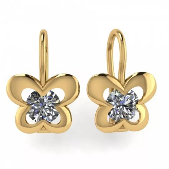 Серьги детские с фианитом из золота