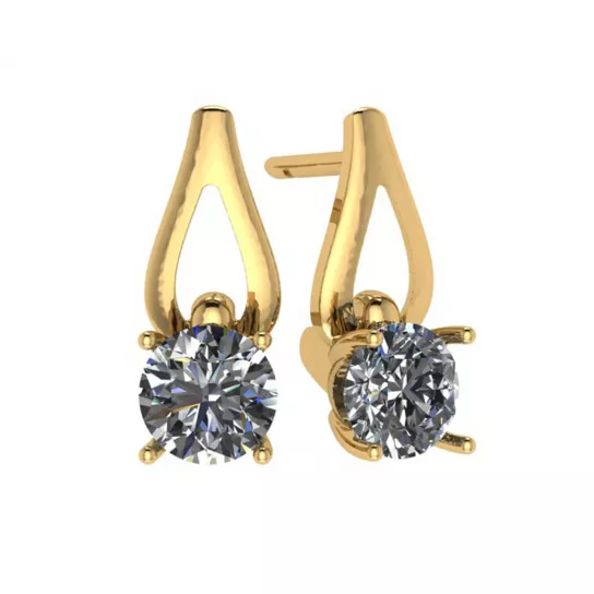 Золотые серьги 585, женские, с фианитом