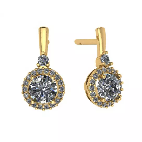 Золотые серьги 585, женские, с фианитом