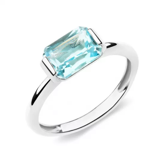 Серебряное кольцо 925, женское, с топазом, размер 17.5