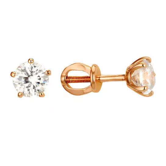 Золотые серьги 585, женские, с фианитом