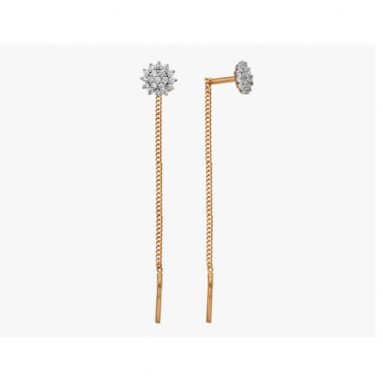 Золотые серьги 585, женские, с фианитом