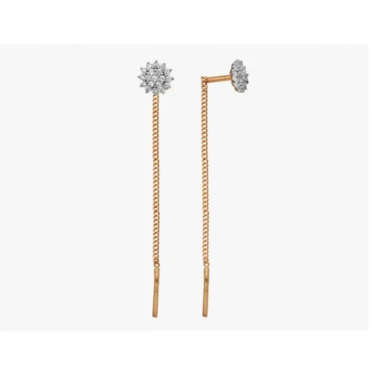 Золотые серьги 585, женские, с фианитом