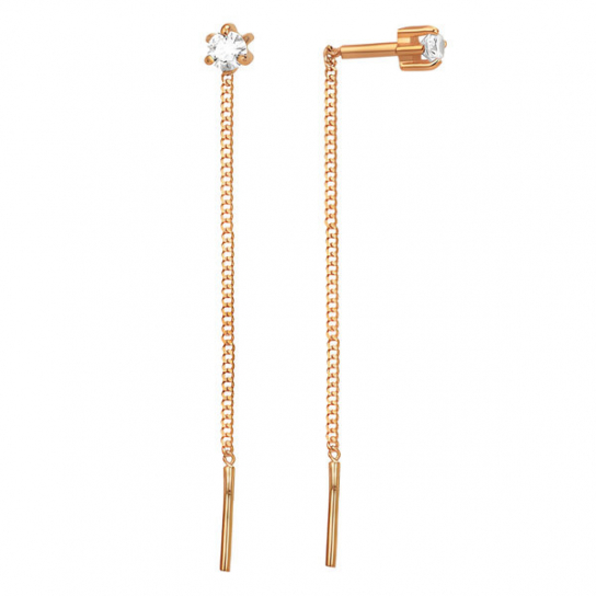 Золотые серьги 585, женские, с фианитом