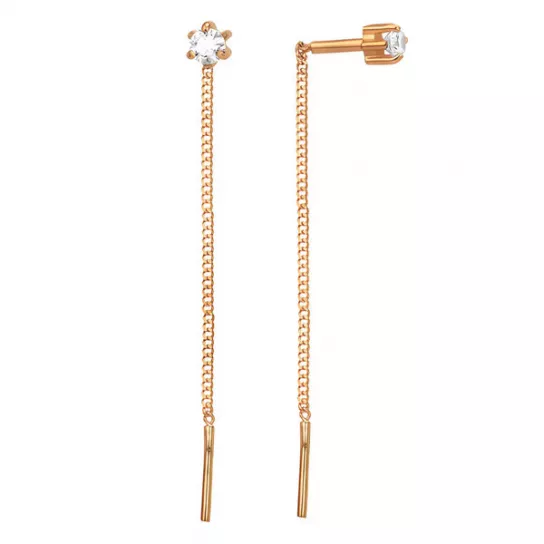 Золотые серьги 585, женские, с фианитом