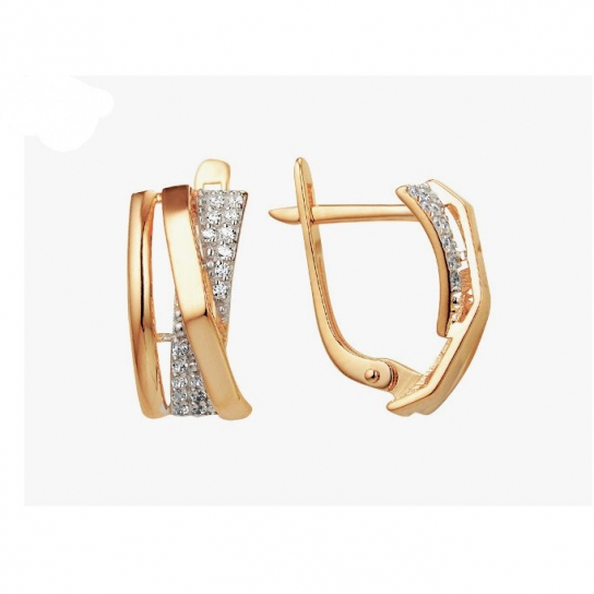 Золотые серьги 585, женские, с фианитом