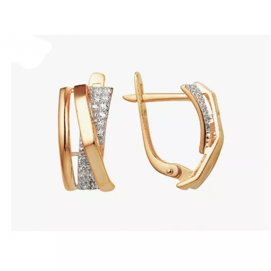 Золотые серьги 585, женские, с фианитом