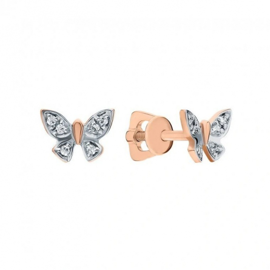 Пусеты с фианитом из золота