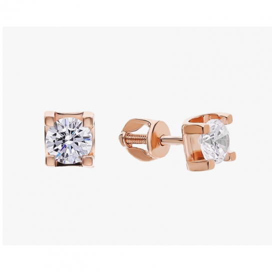 Пусеты с фианитом из золота