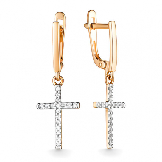 Золотые серьги 585, женские, с фианитом