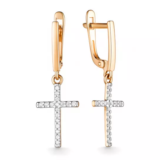 Золотые серьги 585, женские, с фианитом