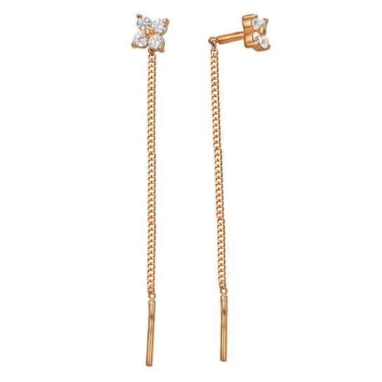 Золотые серьги 585, женские, с фианитом