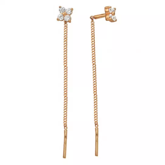 Золотые серьги 585, женские, с фианитом