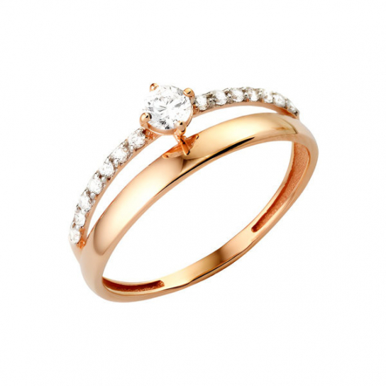 Золотое кольцо 585, женское, с фианитом, размер 16