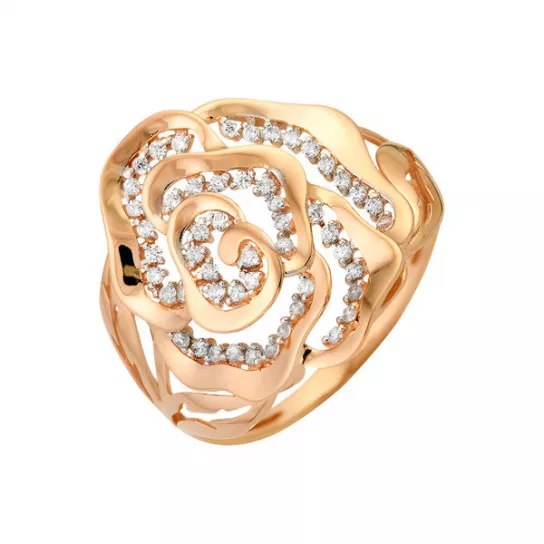 Золотое кольцо 585, женское, с фианитом, размер 18