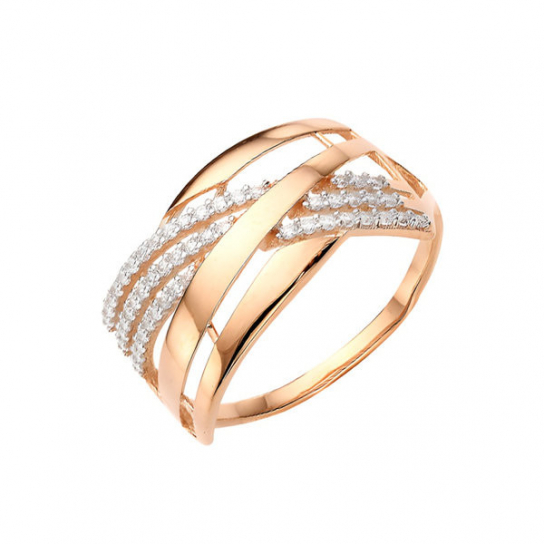 Золотое кольцо 585, женское, с фианитом, размер 19.5