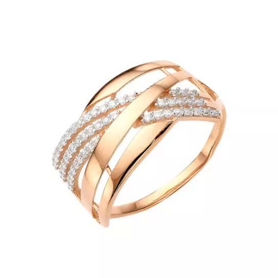 Золотое кольцо 585, женское, с фианитом, размер 19.5