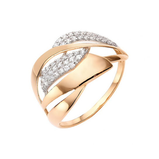 Золотое кольцо 585, женское, с фианитом, размер 20.5