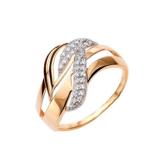 Золотое кольцо 585, женское, с фианитом, размер 19.5