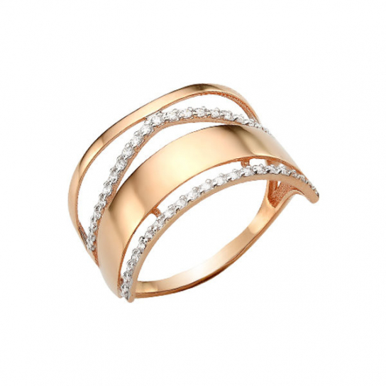 Золотое кольцо 585, женское, с фианитом, размер 19