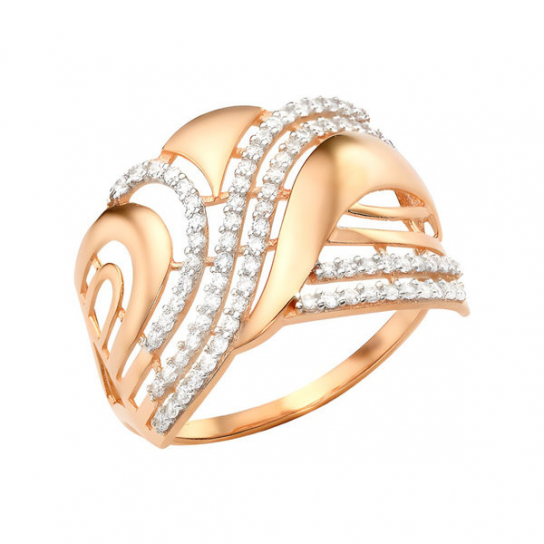 Золотое кольцо 585, женское, с фианитом, размер 19.5