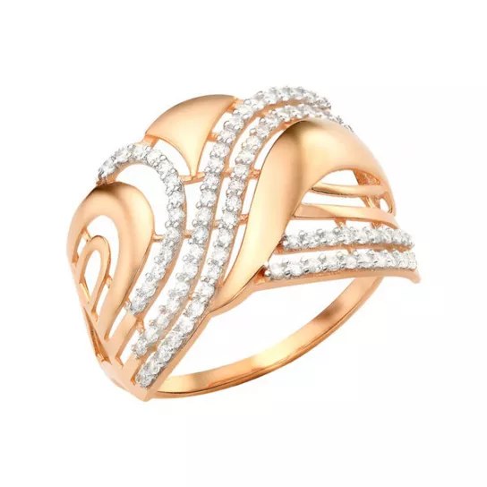 Золотое кольцо 585, женское, с фианитом, размер 19.5