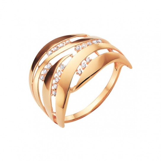 Золотое кольцо 585, женское, с фианитом, размер 21