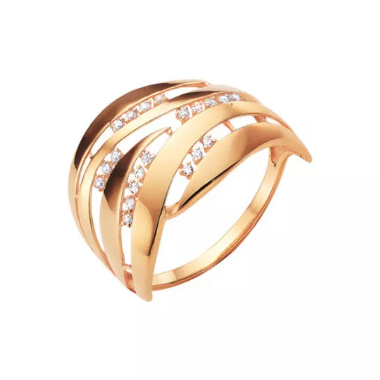 Золотое кольцо 585, женское, с фианитом, размер 21