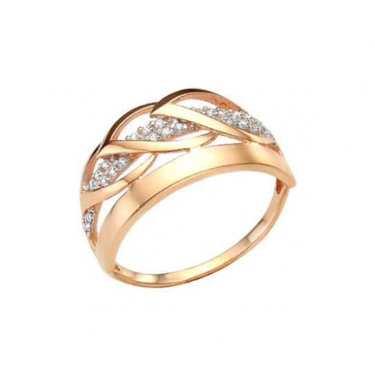 Золотое кольцо 585, женское, с фианитом, размер 21