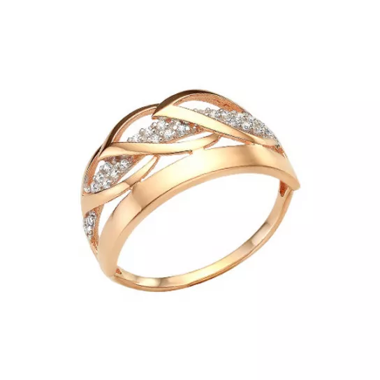 Золотое кольцо 585, женское, с фианитом, размер 19