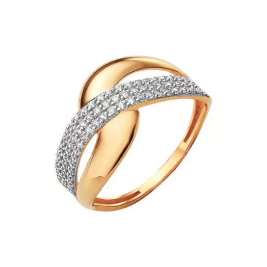 Золотое кольцо 585, женское, с фианитом, размер 20