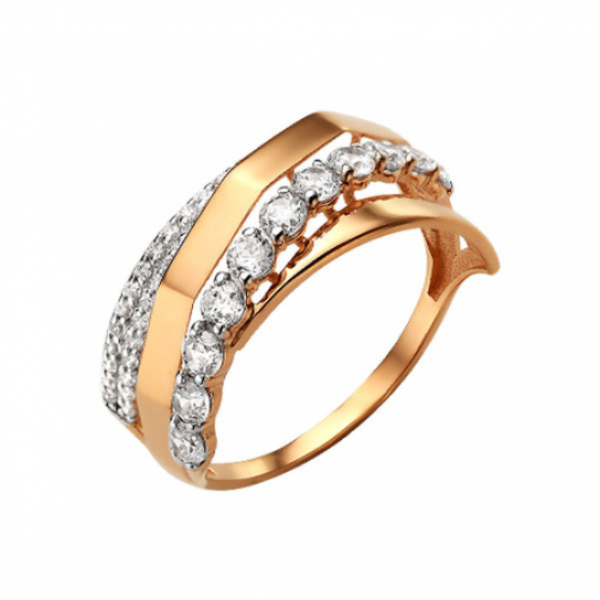 Золотое кольцо 585, женское, с фианитом, размер 18