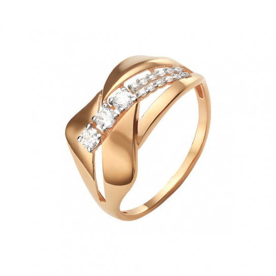 Золотое кольцо 585, женское, с фианитом, размер 20.5