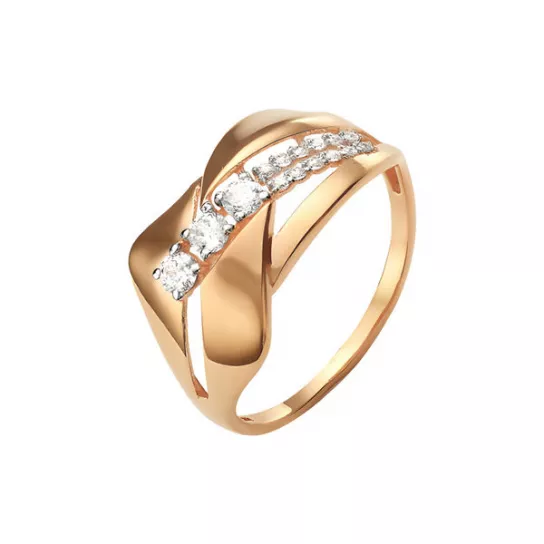 Золотое кольцо 585, женское, с фианитом, размер 20.5