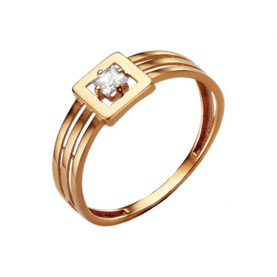 Золотое кольцо 585, женское, с фианитом, размер 18