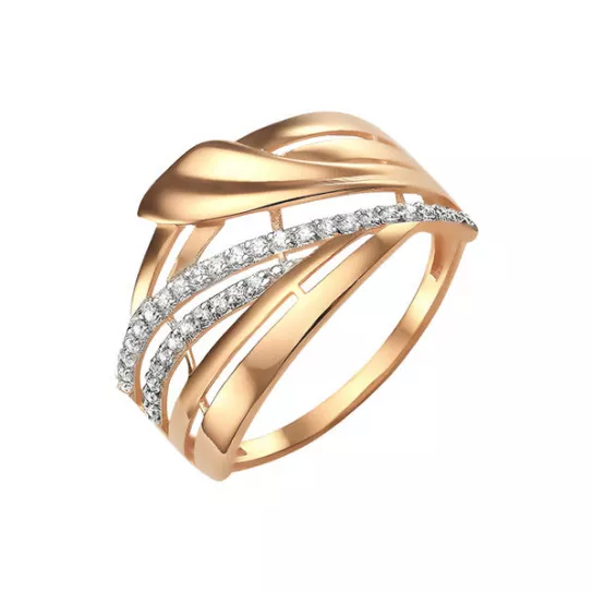 Золотое кольцо 585, женское, с фианитом, размер 20