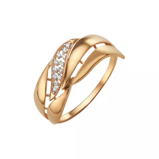 Золотое кольцо 585, женское, с фианитом, размер 21