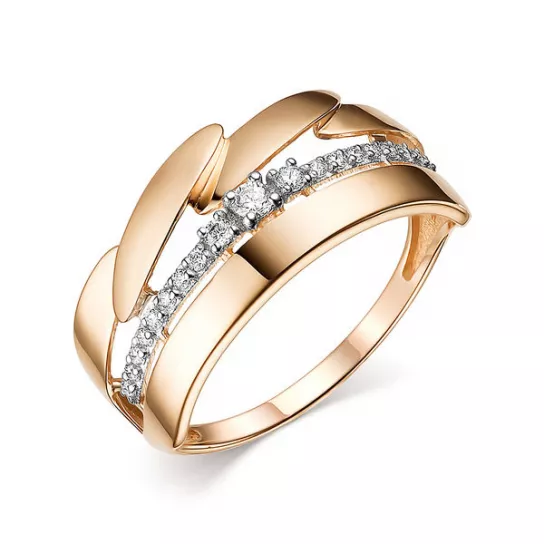 Золотое кольцо 585, женское, с фианитом, размер 20