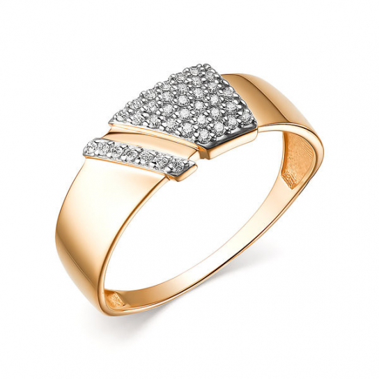 Золотое кольцо 585, женское, с фианитом, размер 17.5