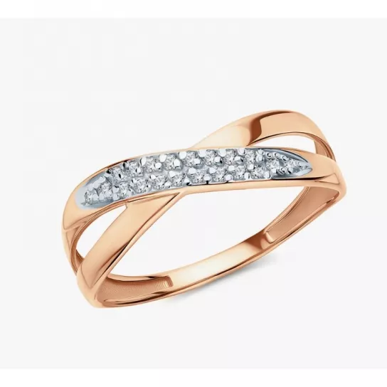 Золотое кольцо 585, женское, с фианитом, размер 19